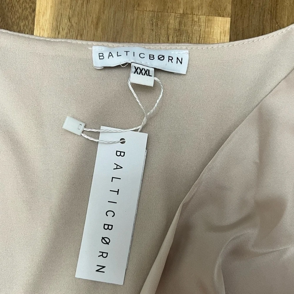 Baltic Born Poppy Satin Midi‎ Dress V-Neck Open Tie Front in Champagne Size XXXL - Picture 4 of 13